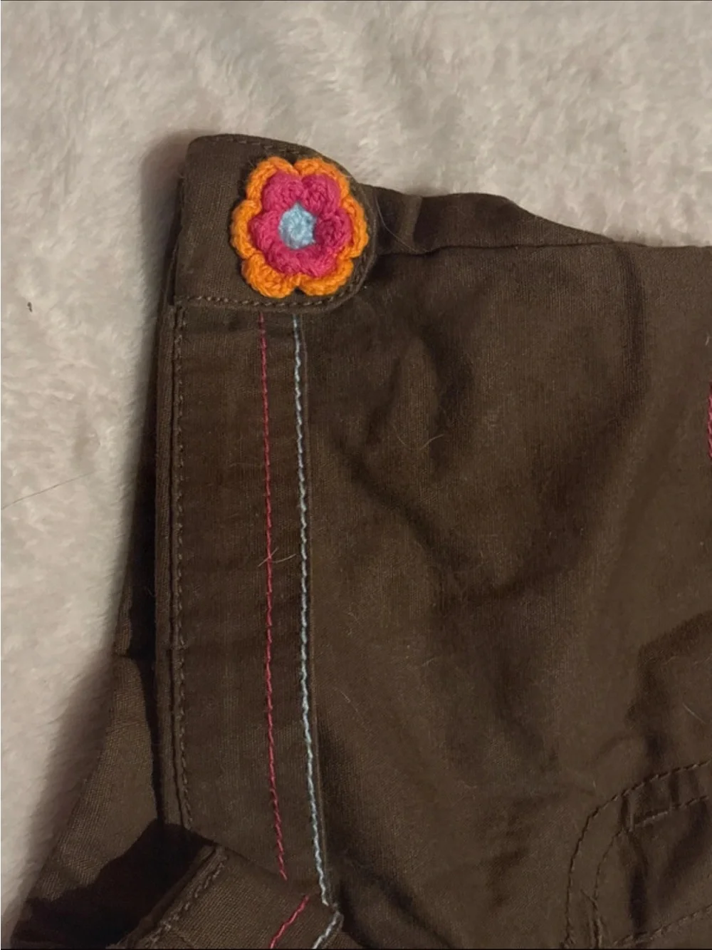 Gymboree Brown High-Waist Girls' Shorts with Colorful Flower Appliqués